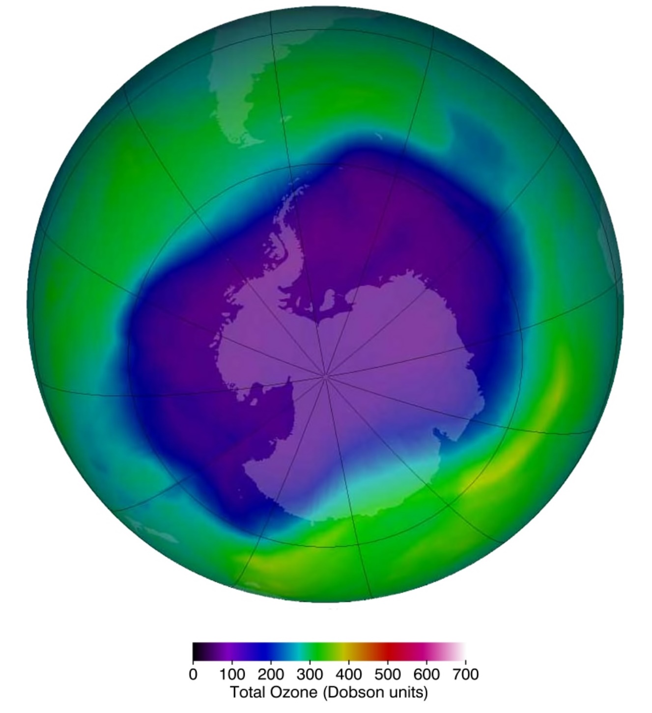 Ozone hole above the Antarctic 24 Sep 2006
