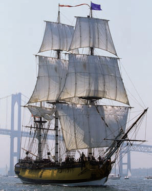 Tall ship replica Surprise with PET sails
