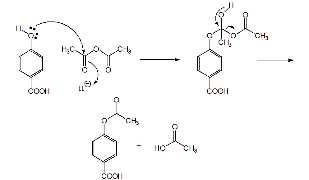 possible mechanism of reaction of subst-phenol with acetic anhydride